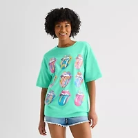 Rolling Stones Oversized Tee Womens Juniors Crew Neck Short Sleeve Regular Fit Graphic T-Shirt