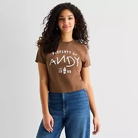Andy Studded Baby Tee Womens Juniors Crew Neck Short Sleeve Regular Fit Toy Story Graphic T-Shirt