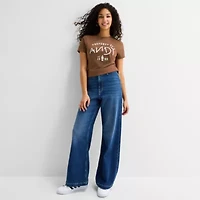 Andy Studded Baby Tee Womens Juniors Crew Neck Short Sleeve Regular Fit Toy Story Graphic T-Shirt