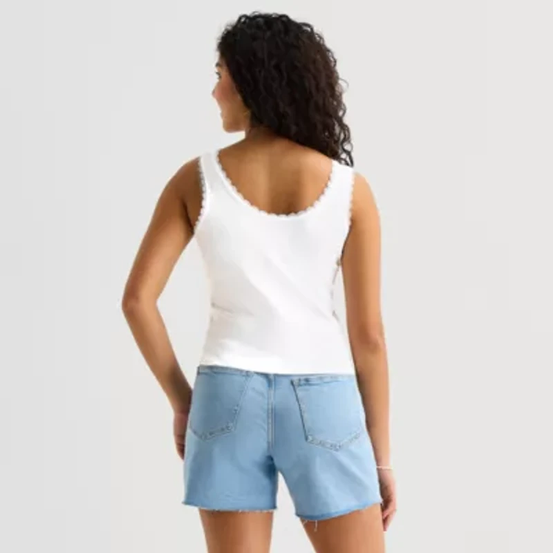 Womens Juniors Scoop Neck Sleeveless MTV Tank Top