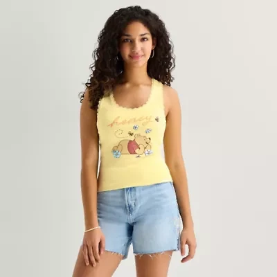 Womens Juniors Scoop Neck Sleeveless Winnie The Pooh Tank Top