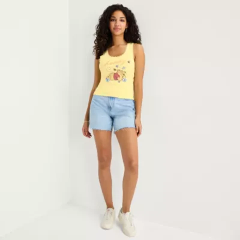 Womens Juniors Scoop Neck Sleeveless Winnie The Pooh Tank Top