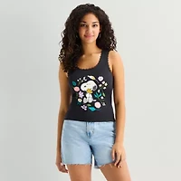 Womens Juniors U Neck Sleeveless Peanuts Tank Top