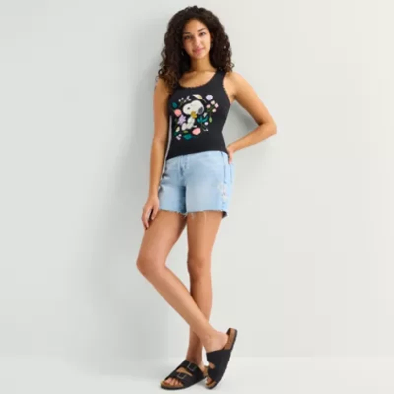 Womens Juniors U Neck Sleeveless Peanuts Tank Top