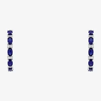 Limited Quantities! Womens Lab Created Blue Ceylon Sapphire Sterling Silver 25mm Hoop Earrings