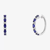 Limited Quantities! Womens Lab Created Blue Ceylon Sapphire Sterling Silver 25mm Hoop Earrings