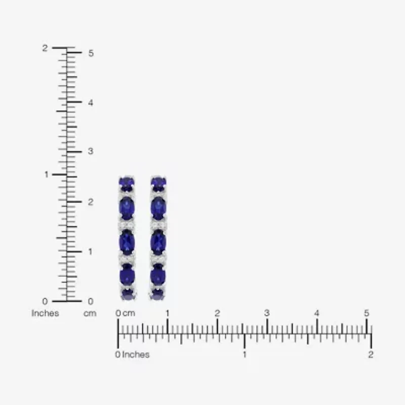 Limited Quantities! Womens Lab Created Blue Ceylon Sapphire Sterling Silver 25mm Hoop Earrings
