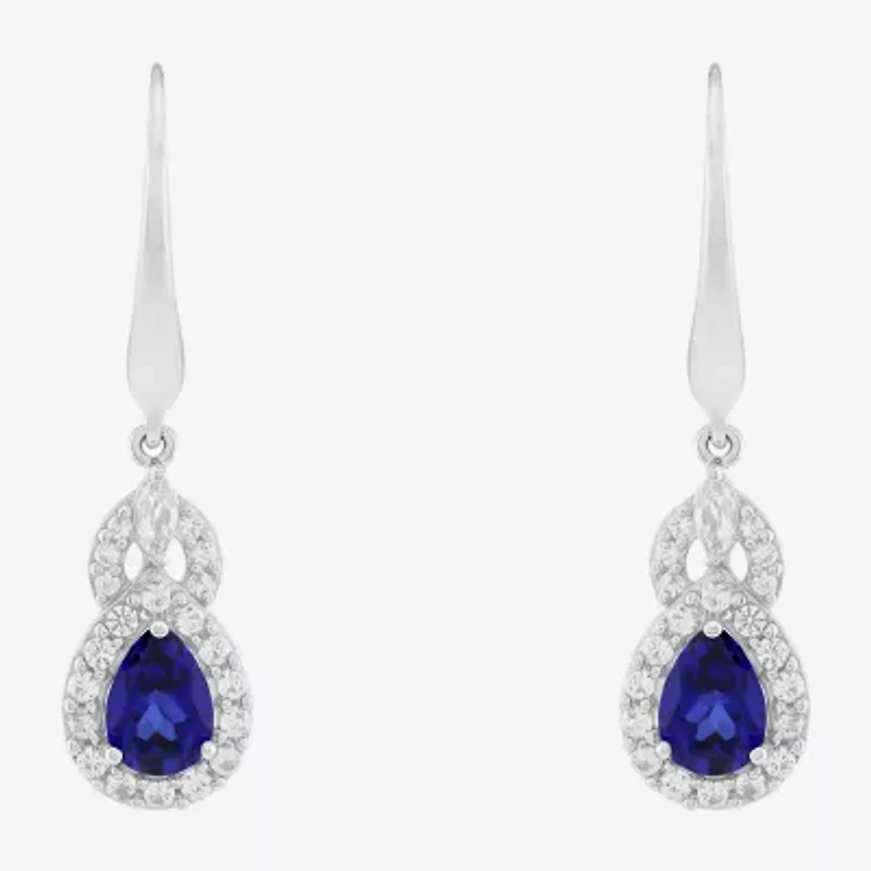 Limited Quantities! Womens Lab Created Sapphire Sterling Silver Drop Earrings