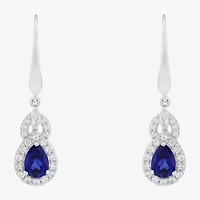Limited Quantities! Womens Lab Created Sapphire Sterling Silver Drop Earrings