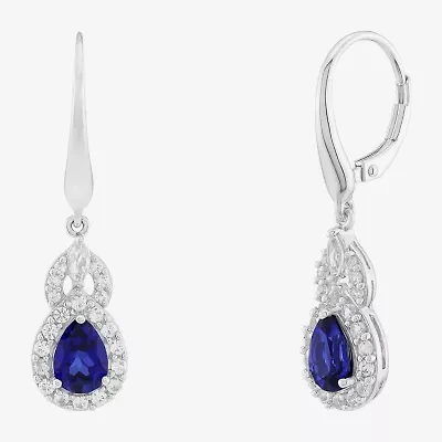 Limited Quantities! Womens Lab Created Sapphire Sterling Silver Drop Earrings