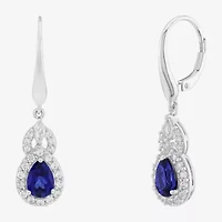 Limited Quantities! Womens Lab Created Sapphire Sterling Silver Drop Earrings