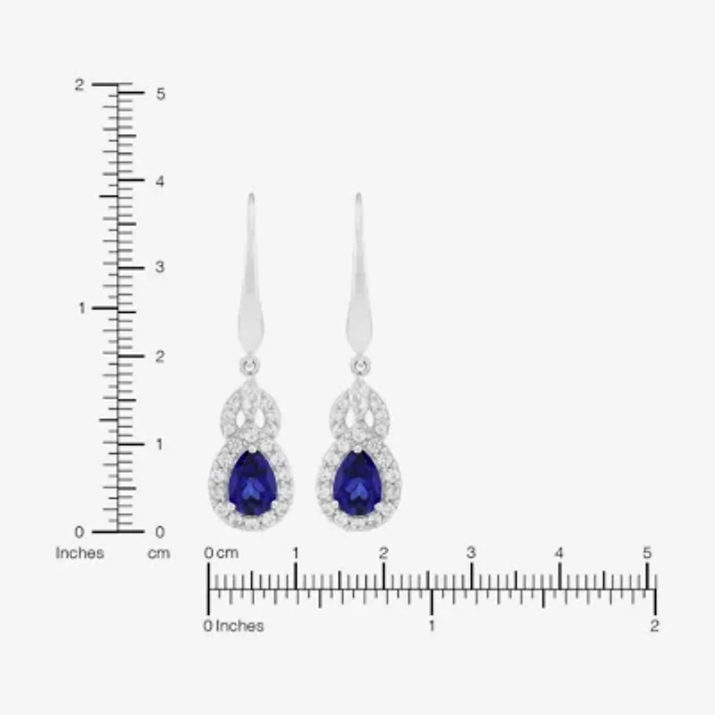 Limited Quantities! Womens Lab Created Sapphire Sterling Silver Drop Earrings