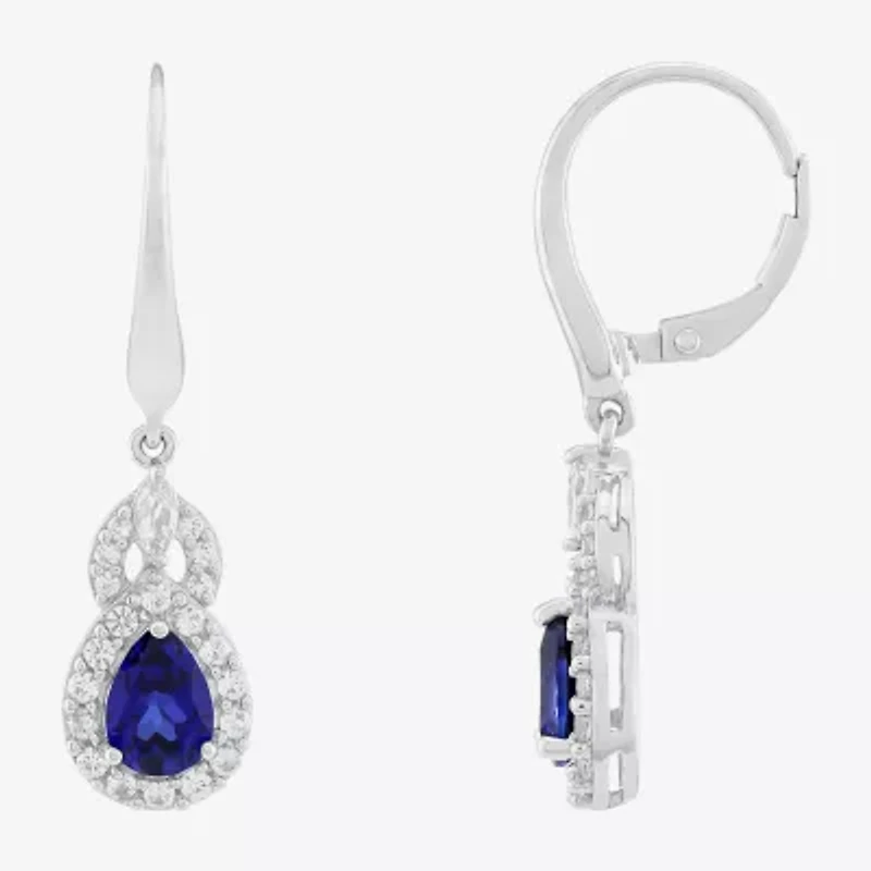Limited Quantities! Womens Lab Created Sapphire Sterling Silver Drop Earrings