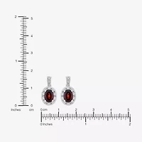 Limited Quantities! Womens Genuine Red Garnet Sterling Silver Oval Drop Earrings