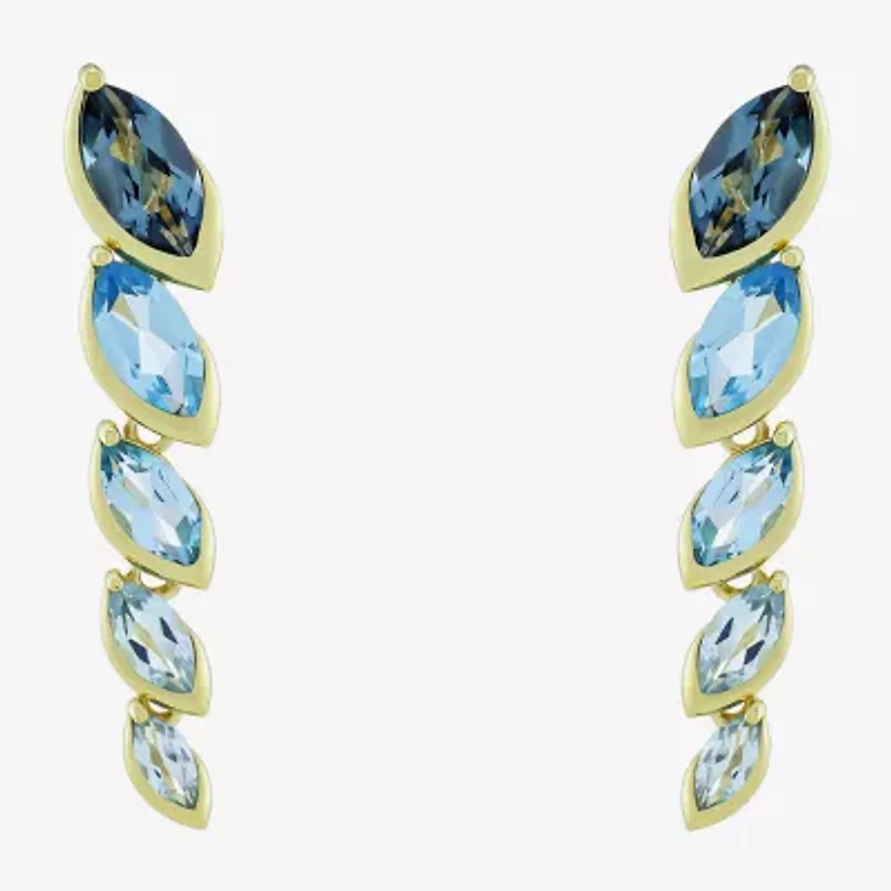 Limited Quantities! Womens Genuine Blue Topaz 14K Gold Over Silver Drop Earrings
