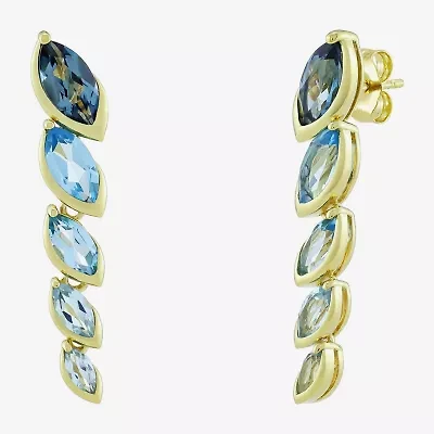 Limited Quantities! Womens Genuine Blue Topaz 14K Gold Over Silver Drop Earrings