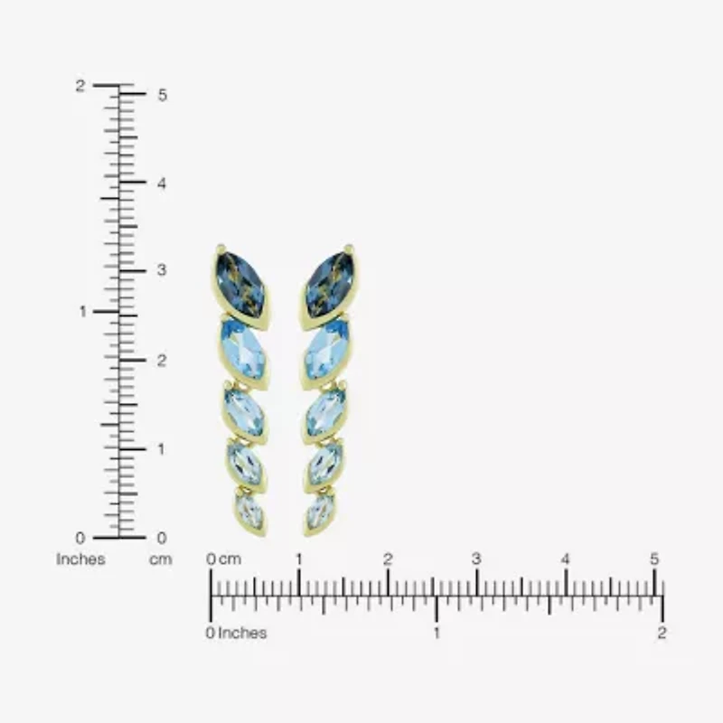 Limited Quantities! Womens Genuine Blue Topaz 14K Gold Over Silver Drop Earrings