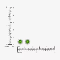 Limited Quantities! Simulated Green Peridot Sterling Silver 8.4mm Round Stud Earrings