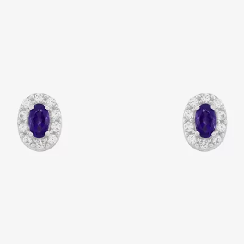 Limited Quantities! Genuine Purple Amethyst Sterling Silver 8.9mm Oval Stud Earrings