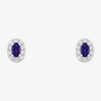 Limited Quantities! Genuine Purple Amethyst Sterling Silver 8.9mm Oval Stud Earrings