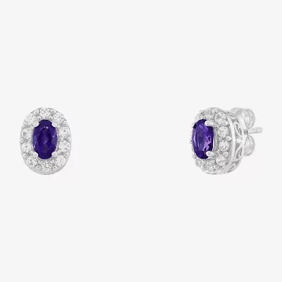 Limited Quantities! Genuine Purple Amethyst Sterling Silver 8.9mm Oval Stud Earrings