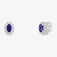 Limited Quantities! Genuine Purple Amethyst Sterling Silver 8.9mm Oval Stud Earrings