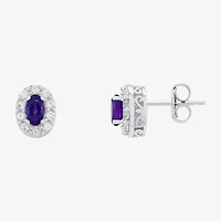 Limited Quantities! Genuine Purple Amethyst Sterling Silver 8.9mm Oval Stud Earrings