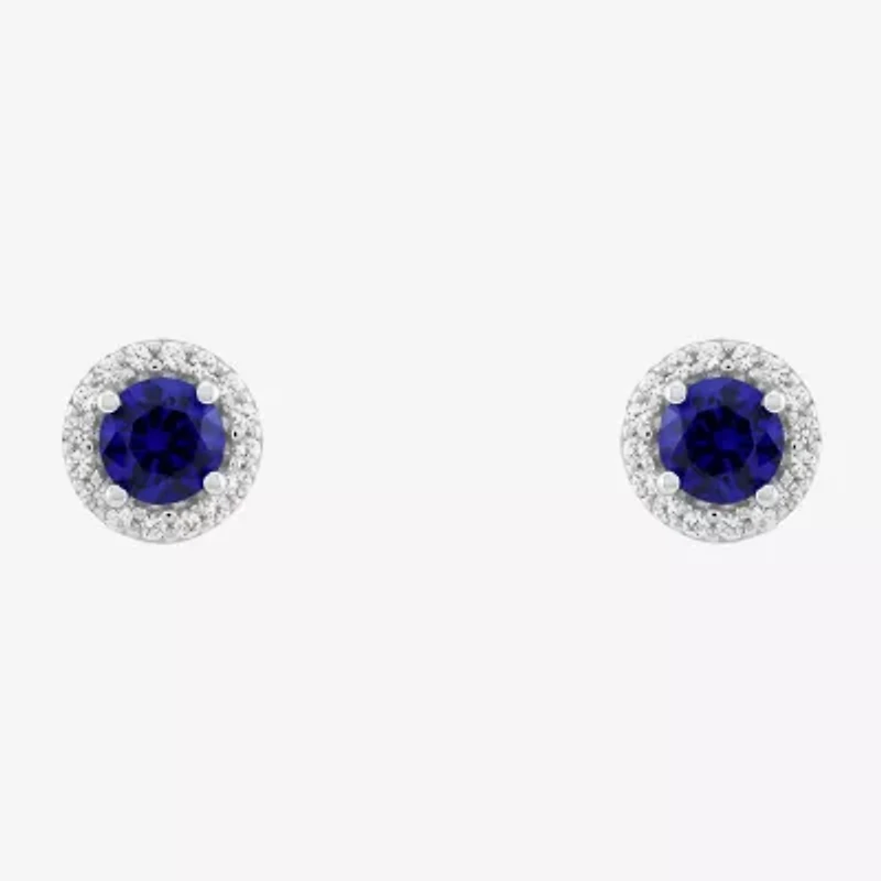 Limited Quantities! Lab Created Blue Sapphire Sterling Silver 8.4mm Round Stud Earrings