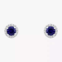 Limited Quantities! Lab Created Blue Sapphire Sterling Silver 8.4mm Round Stud Earrings
