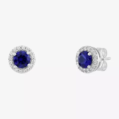 Limited Quantities! Lab Created Blue Sapphire Sterling Silver 8.4mm Round Stud Earrings