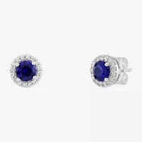Limited Quantities! Lab Created Blue Sapphire Sterling Silver 8.4mm Round Stud Earrings