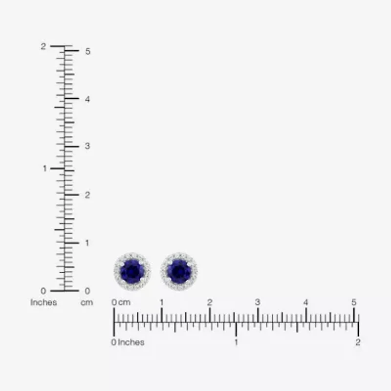 Limited Quantities! Lab Created Blue Sapphire Sterling Silver 8.4mm Round Stud Earrings