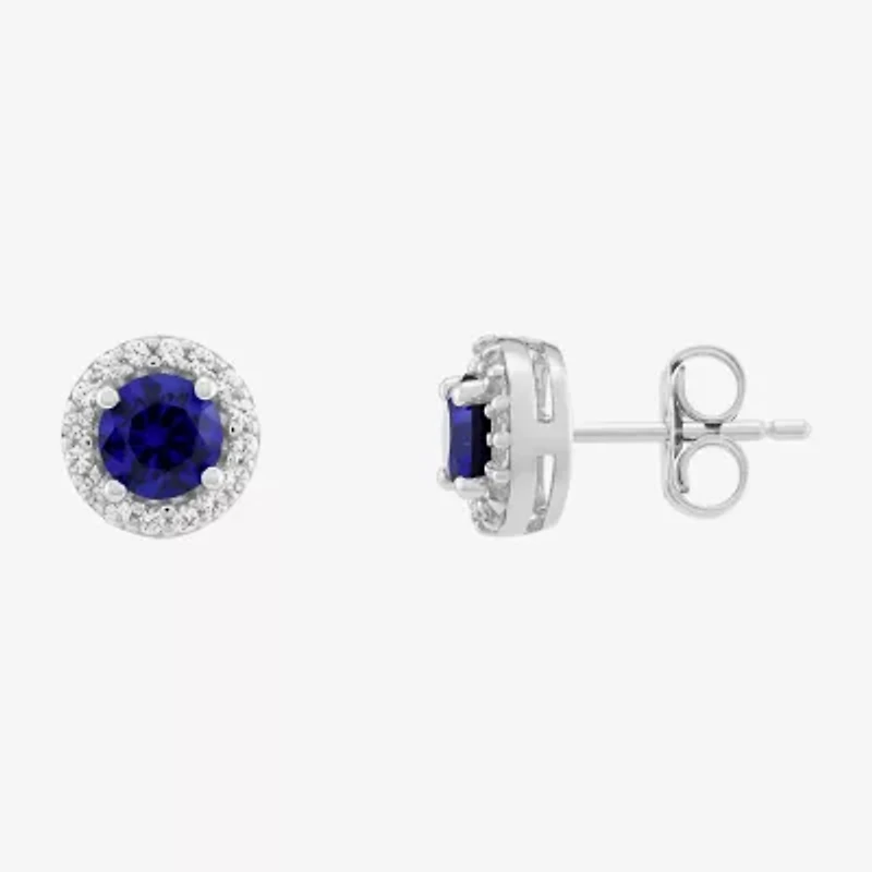 Limited Quantities! Lab Created Blue Sapphire Sterling Silver 8.4mm Round Stud Earrings