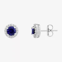 Limited Quantities! Lab Created Blue Sapphire Sterling Silver 8.4mm Round Stud Earrings