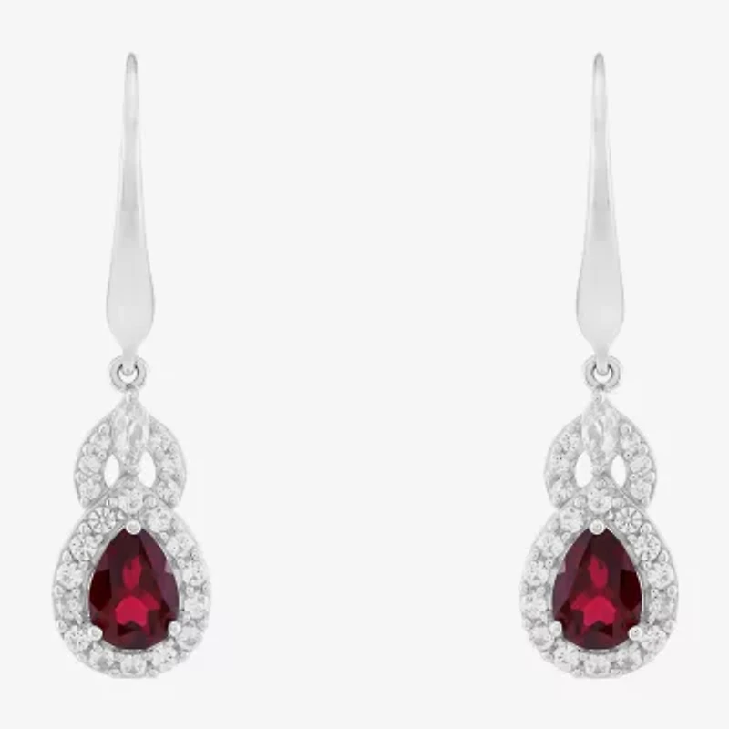 Limited Quantities! Womens Lab Created Red Ruby Sterling Silver Drop Earrings