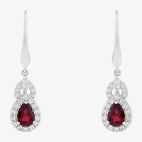 Limited Quantities! Womens Lab Created Red Ruby Sterling Silver Drop Earrings