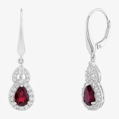 Limited Quantities! Womens Lab Created Red Ruby Sterling Silver Drop Earrings