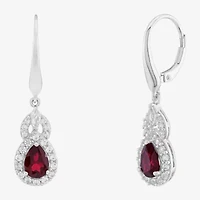 Limited Quantities! Womens Lab Created Red Ruby Sterling Silver Drop Earrings