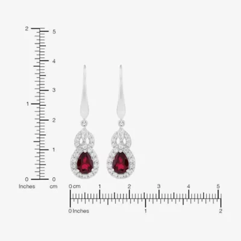 Limited Quantities! Womens Lab Created Red Ruby Sterling Silver Drop Earrings