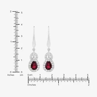Limited Quantities! Womens Lab Created Red Ruby Sterling Silver Drop Earrings