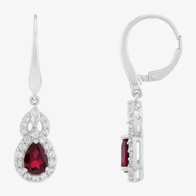 Limited Quantities! Womens Lab Created Red Ruby Sterling Silver Drop Earrings