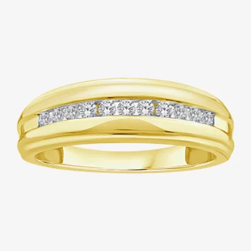 (F / Vs2) Unisex Adult 2 CT. T.W. Lab Grown White Diamond 10K Gold Round Side Stone Wedding Bridal Set