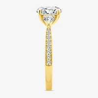 (F / Vs2) Womens 2 1/2 CT. T.W. Lab Grown White Diamond 10K Gold Round Side Stone 3-Stone Engagement Ring