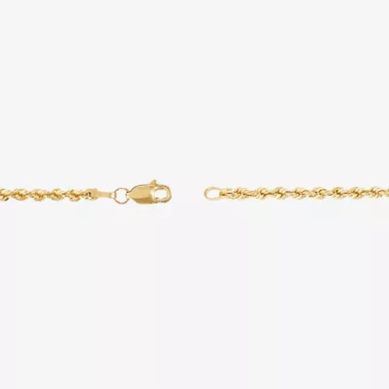 Womens 10K Gold 7.5 Inch Hollow Rope Chain Bracelet