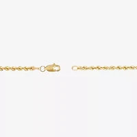 Womens 10K Gold 7.5 Inch Hollow Rope Chain Bracelet