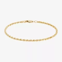 Womens 10K Gold 7.5 Inch Hollow Rope Chain Bracelet