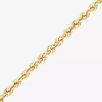 Womens 10K Gold 7.5 Inch Hollow Rope Chain Bracelet