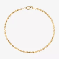 Womens 10K Gold 7.5 Inch Hollow Rope Chain Bracelet