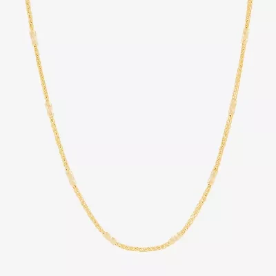 Made in Italy Womens 10K Gold 18 Inch Wheat Chain Necklace