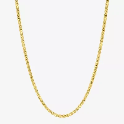 Made in Italy Womens 14K Gold Over Silver 18 Inch Wheat Chain Necklace